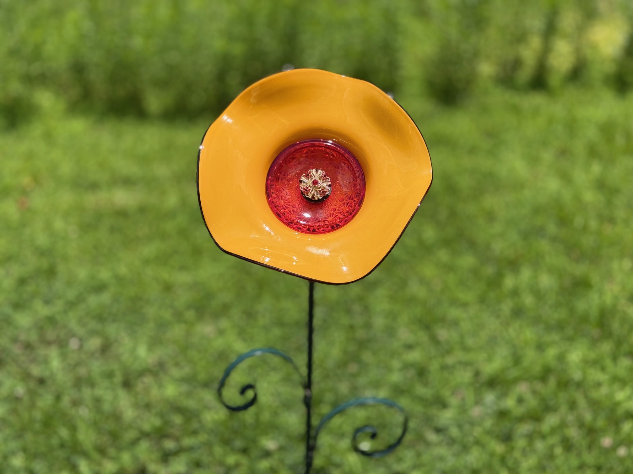 Small Glass Flower in Yellow