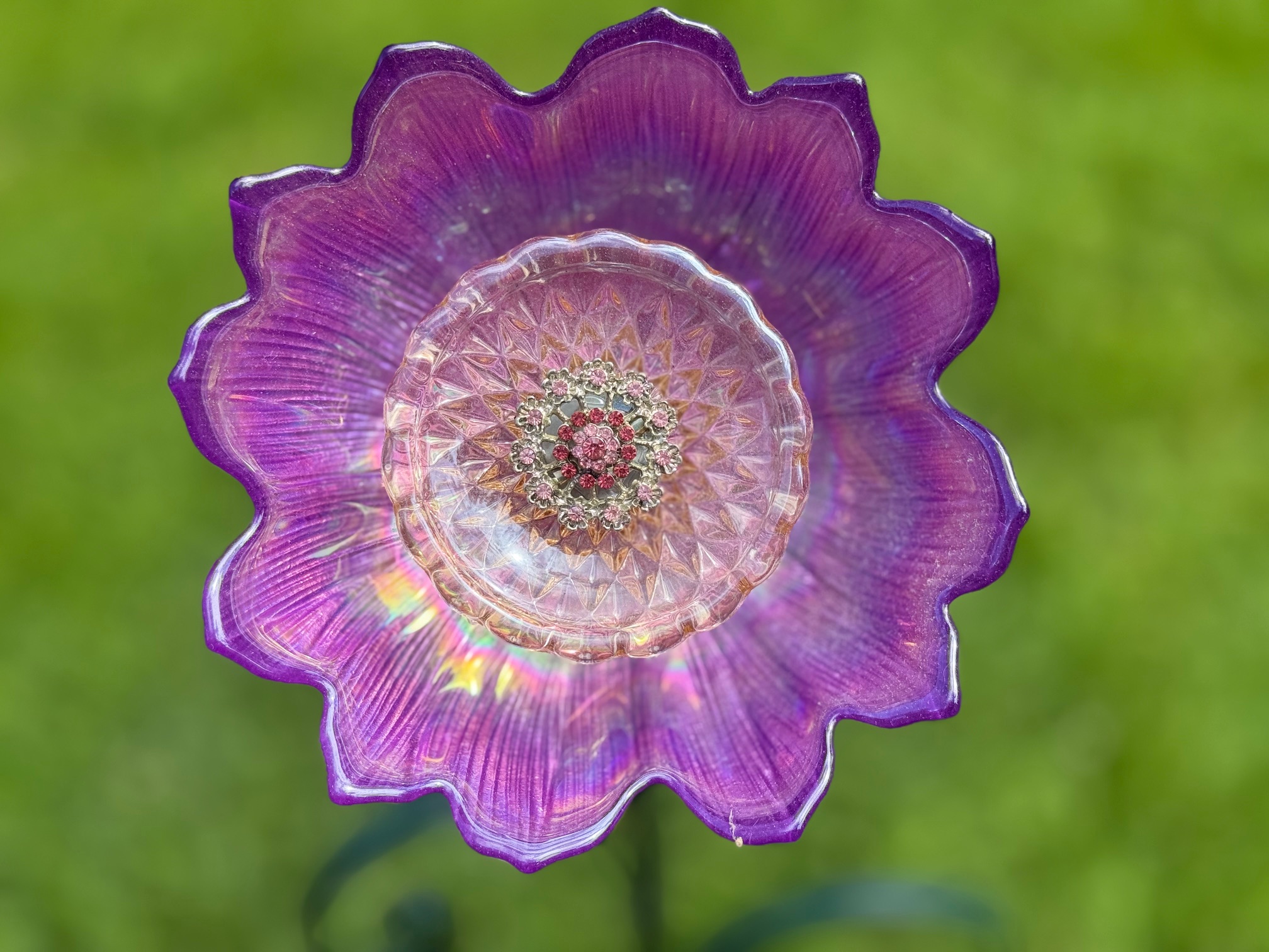 Small Glass Flower in Purple