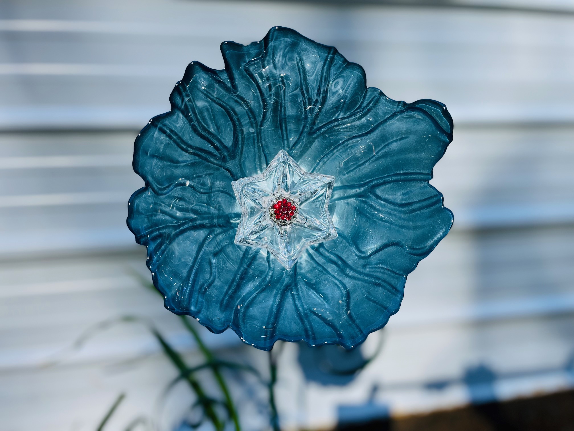 Small Glass Flower in Blue