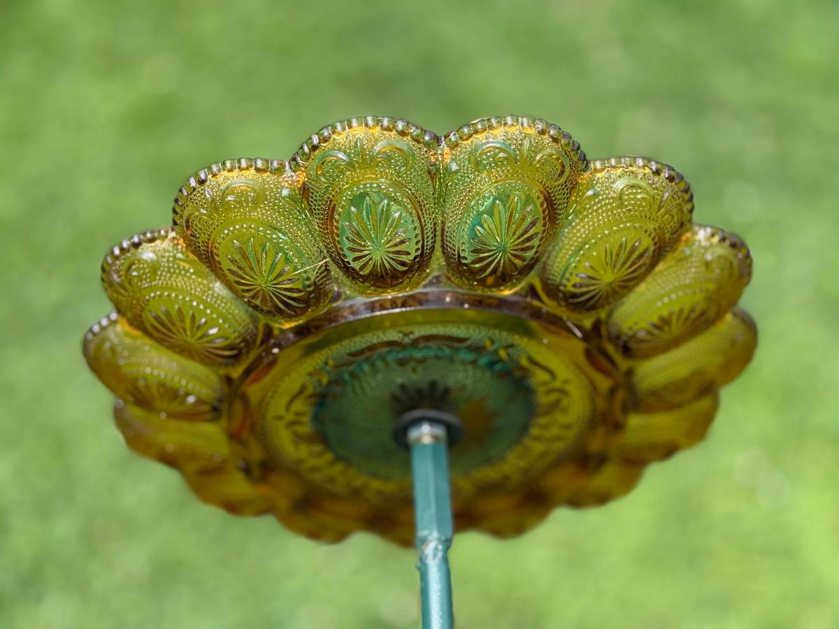 Amber with Turquoise Center — Large Glass Flower — view 2