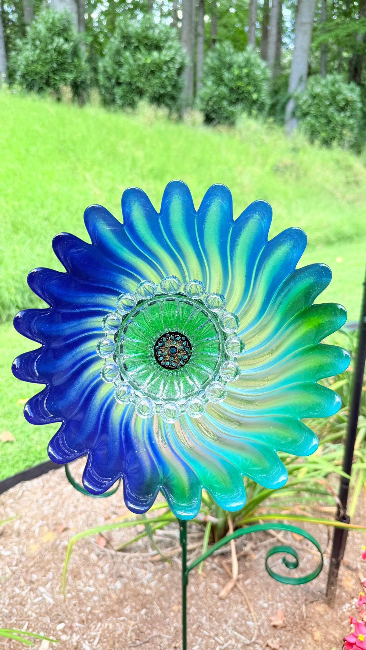 Blue Gradient — Large Glass Flower — view 1