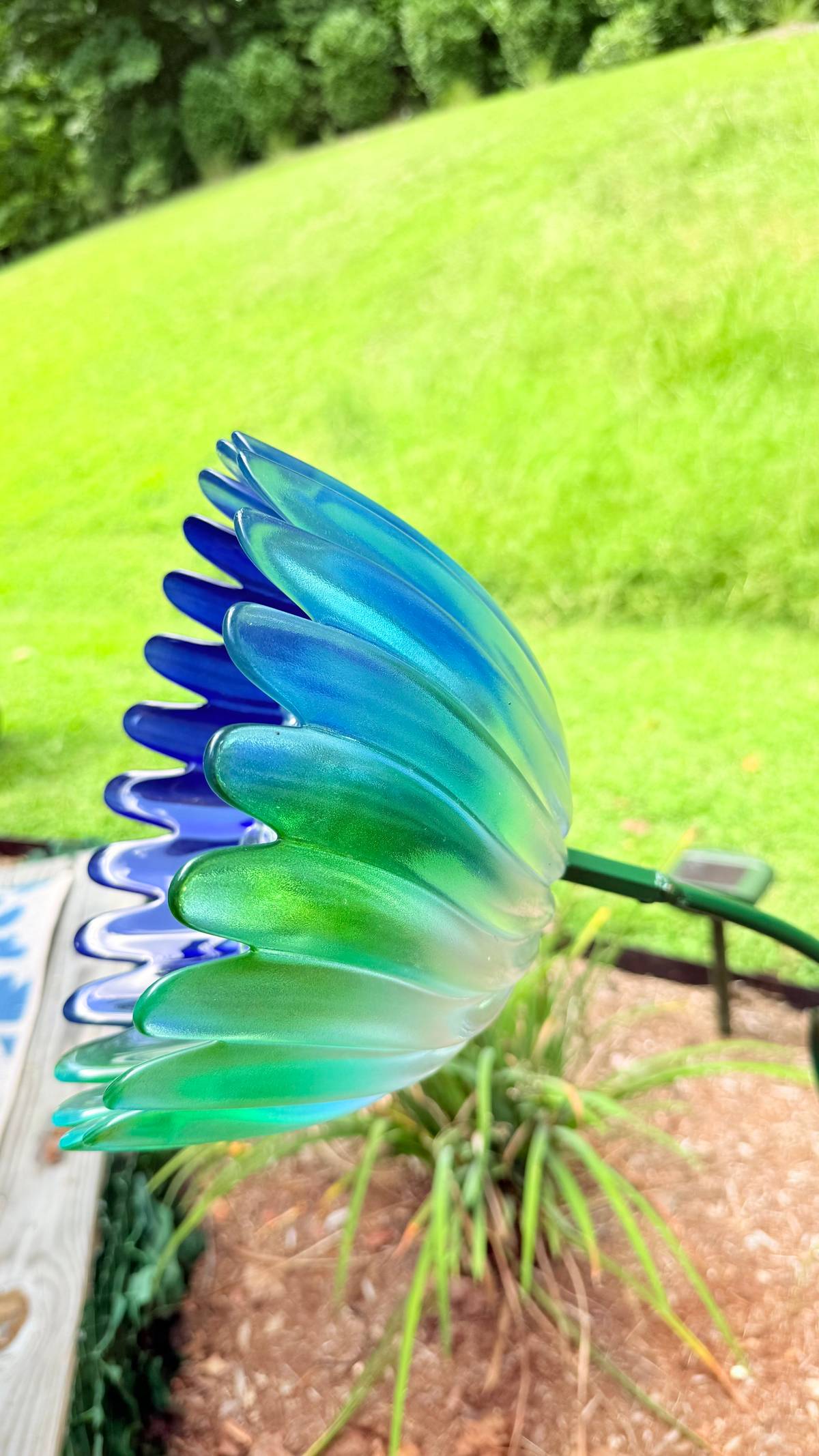 Blue Gradient — Large Glass Flower — view 3