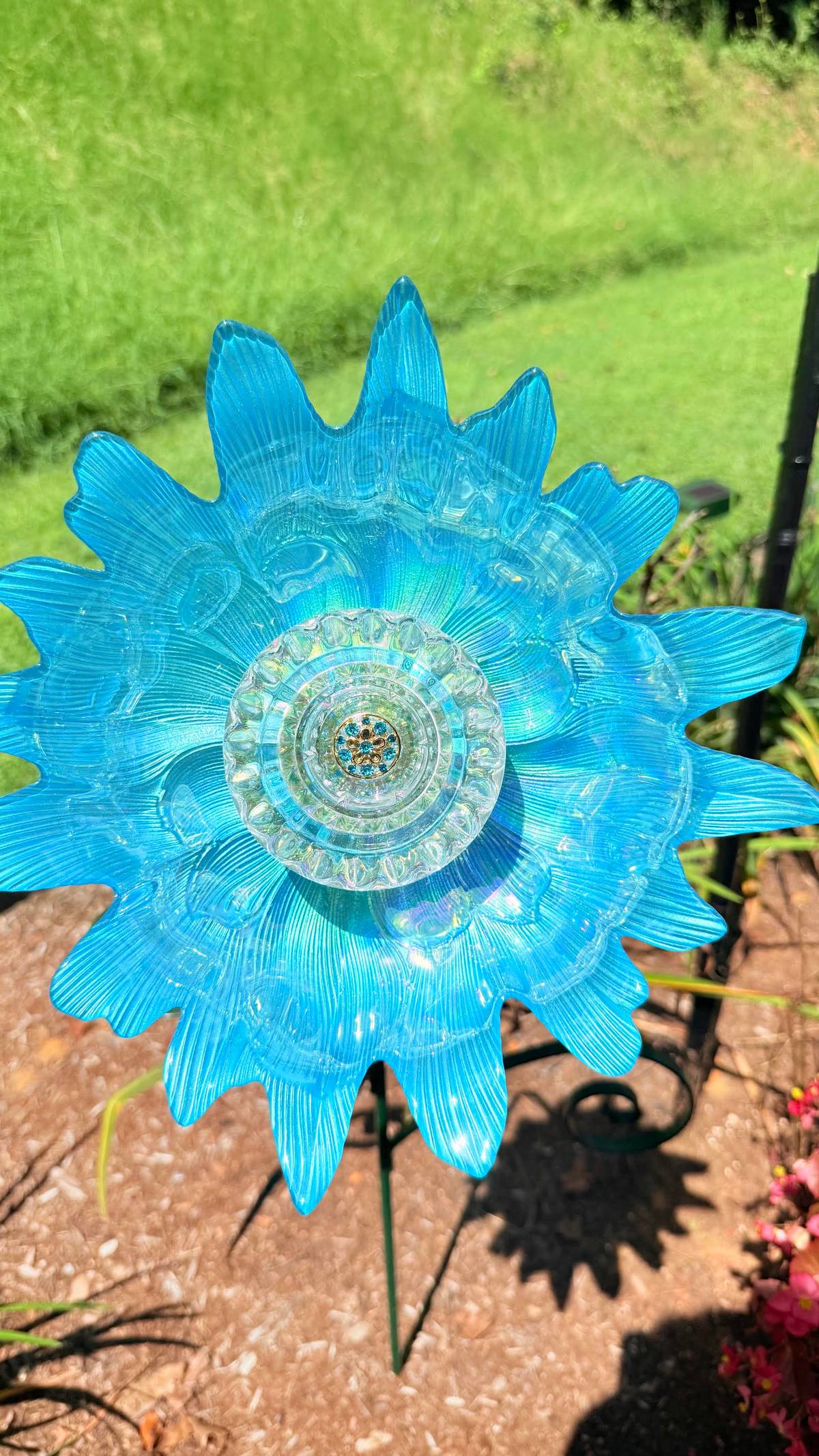 Light Blue — Large Glass Flower — view 1