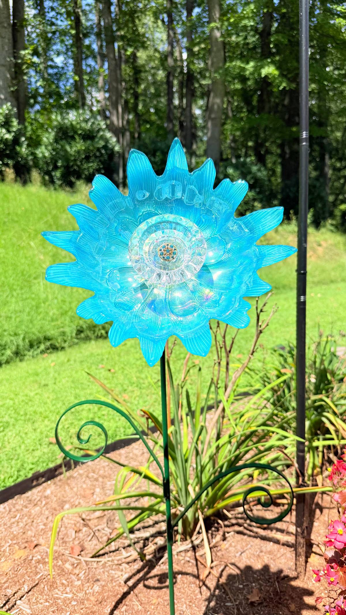 Light Blue — Large Glass Flower — view 2