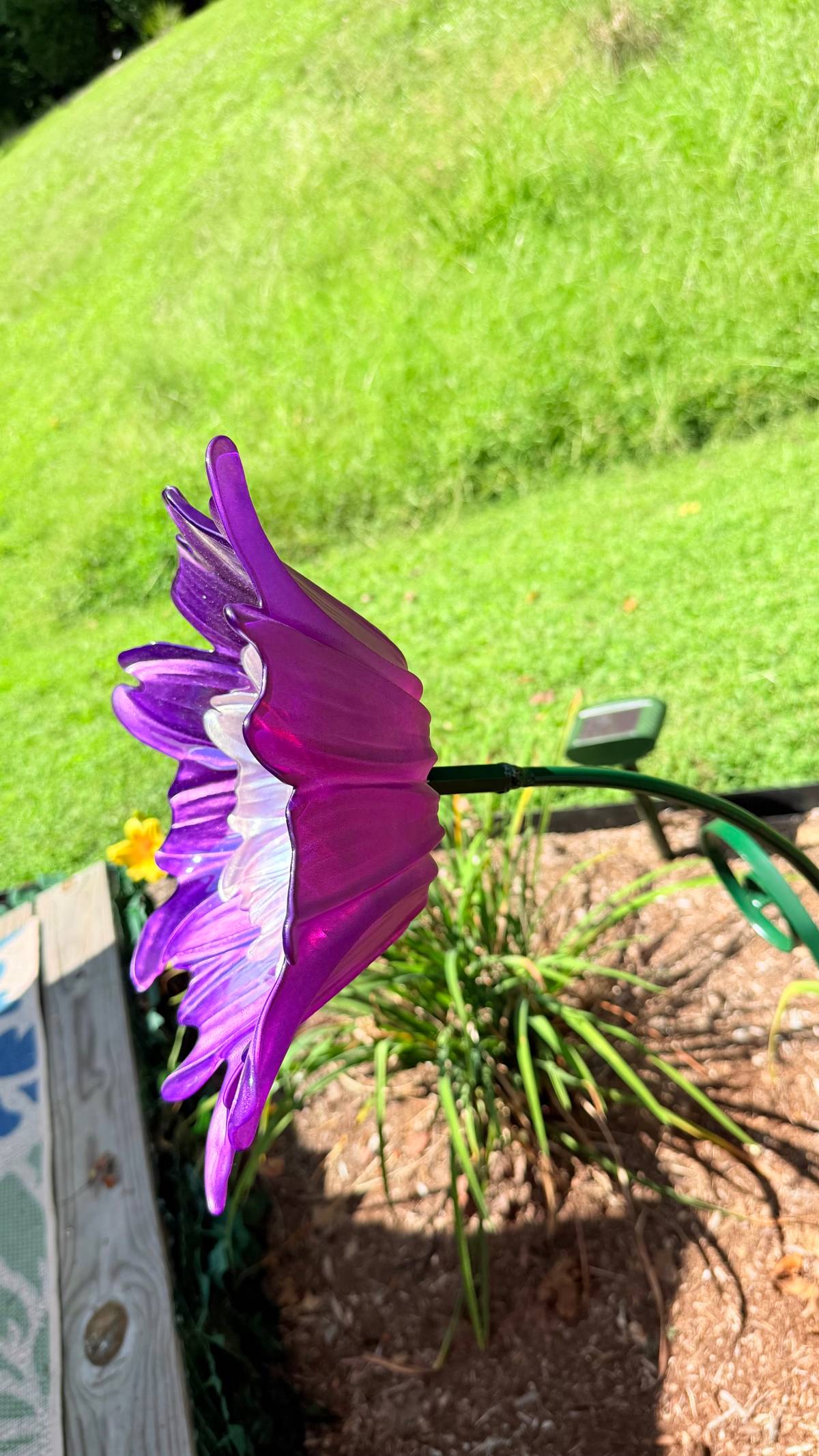 Purple with Light Pink Center — Large Glass Flower — view 2