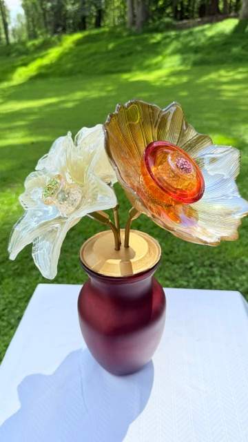 White Amber Orange Mix — Vase Glass Flower