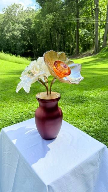White Amber Orange Mix — Vase Glass Flower — view 4