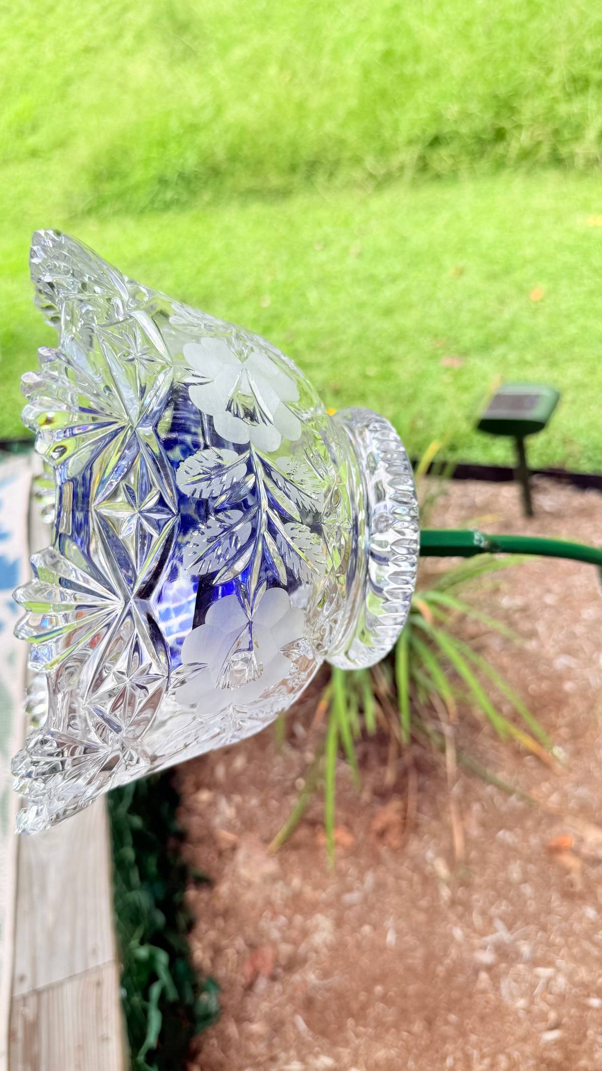 Clear with Blue Center — Large Glass Flower — view 3