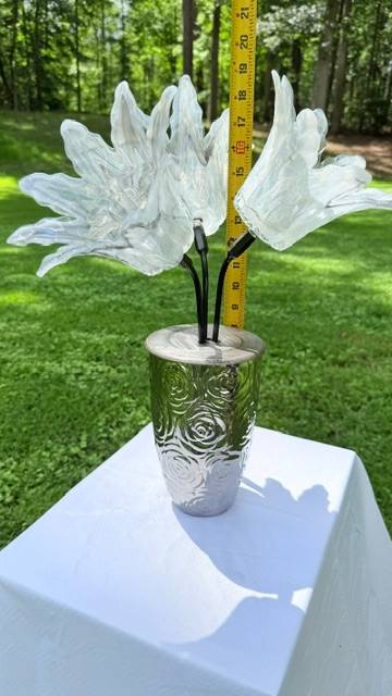 White — Metal Vase Glass Flower — view 3