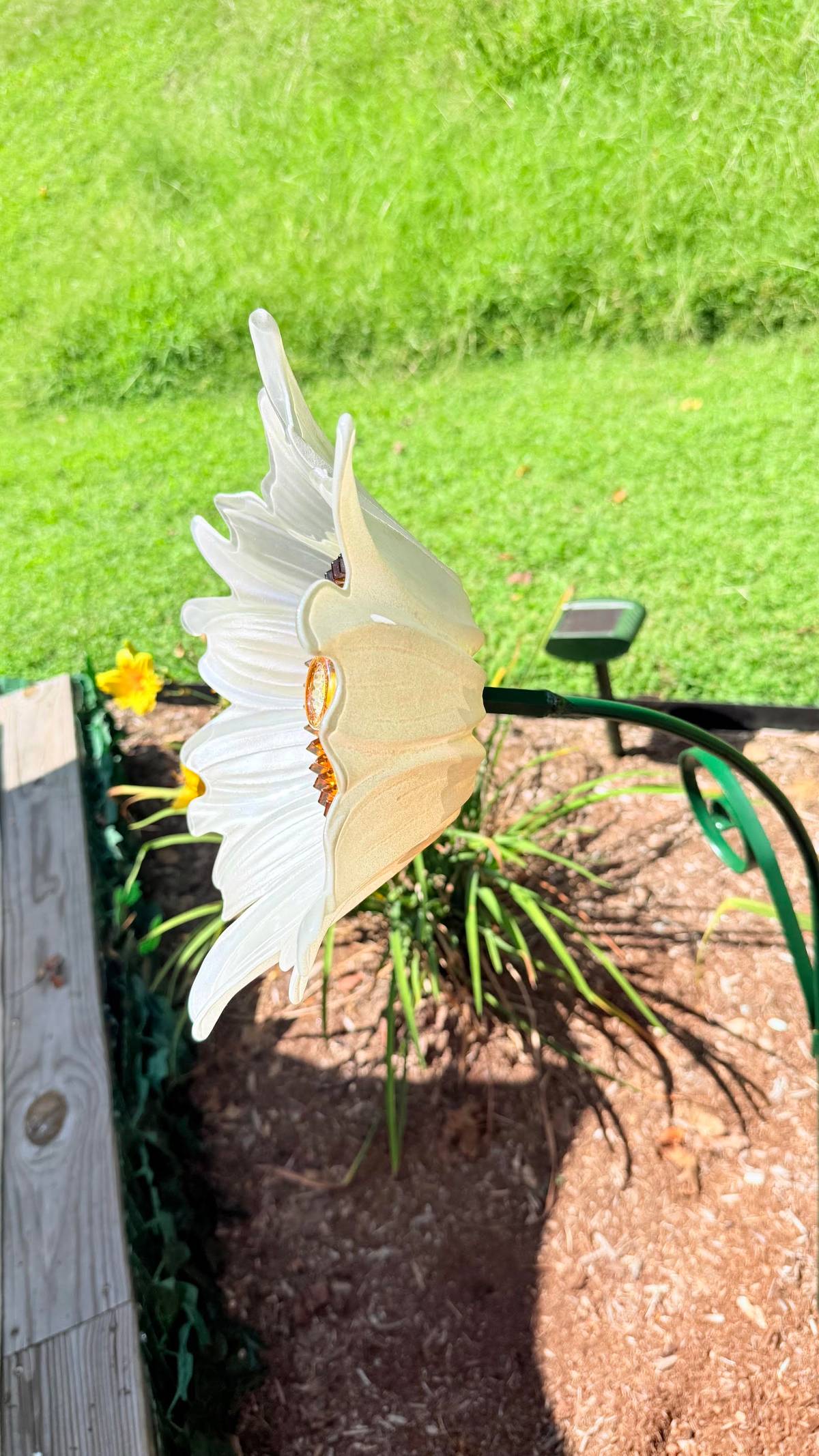 White with Orange Center — Large Glass Flower — view 3