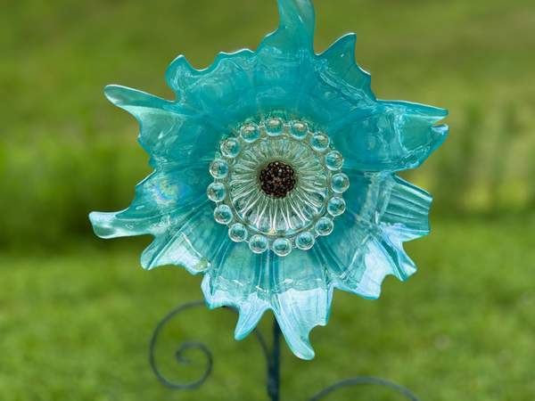 Turquoise — Large Glass Flower